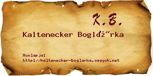 Kaltenecker Boglárka névjegykártya